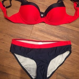Red and Blue Jewel Stone Bikini
